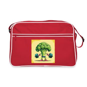 Centrale de brocoli avec haltère - Sac Retro - rouge/blanc - Devant