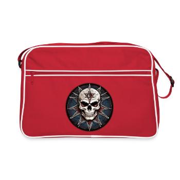 Skull black and white and pentagram in gothic style - Retro Bag - red/white - Front