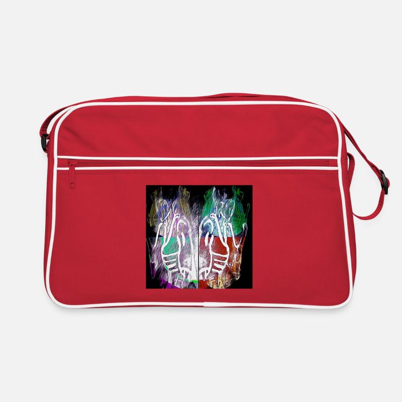 Neon Skeletal Hands Split Art Retro Bag