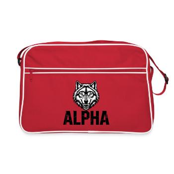 Alpha Wolf Cracked-Logo - Retro Tasche - Rot/Weiß - Vorne