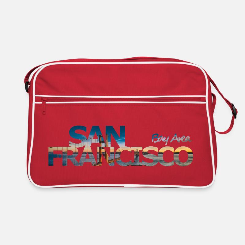 San Francisco Bay Area - Geschenk - Retro Tasche - Rot/Weiß