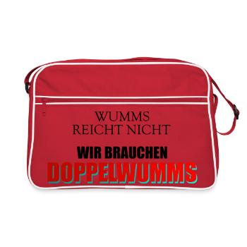 Wumms, Doppelwumms, Scholz, Politik, Sprüche - Retro Tasche - Rot/Weiß - Vorne