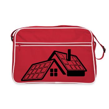 House with solar panels transparent logo - Retro Bag - red/white - Front