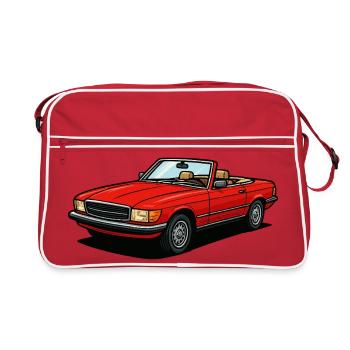 Rotes Cabrio Offenes Dach - Retro Tasche - Rot/Weiß - Vorne