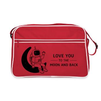 Love You To The Moon And Back Doodle - Retro Tasche - Rot/Weiß - Vorne