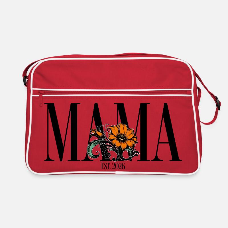 Mama – Florale Vintage Blume Geschenkidee - Retro Tasche - Rot/Weiß
