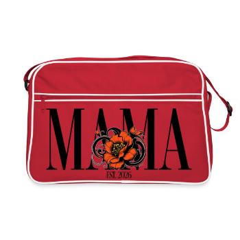 Mama – Vintage Blumen Design Geschenkidee - Retro Tasche - Rot/Weiß - Vorne