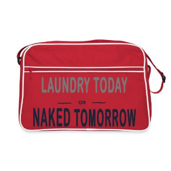La lessive aujourd’hui ou nue demain – Drôle - Sac Retro - rouge/blanc - Devant