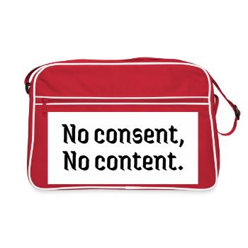 No consent, no content. Against violence against women - Retro Bag - red/white - Front