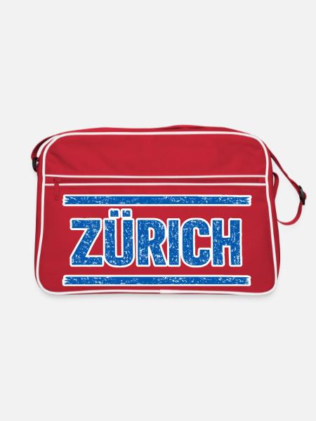Zürich Schriftzug - Retro Tasche - Rot/Weiß - Vorne