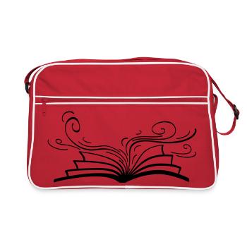 An open book from which graceful, flowing lines emerge - Retro Bag - red/white - Front