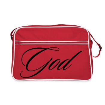 God Cursive Calligraphy Modern Faith Design - Retro Bag - red/white - Front