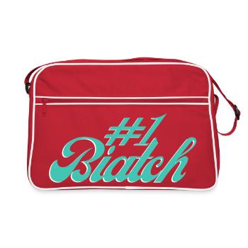 #1 Biatch [Türkis] - Retro Tasche - Rot/Weiß - Vorne
