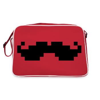8bit pixel moustache - Retro Tasche - Rot/Weiß - Hinten