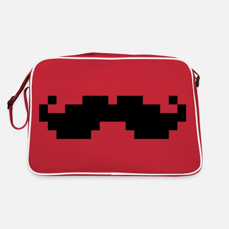 8bit pixel moustache - Retro Tasche - Rot/Weiß