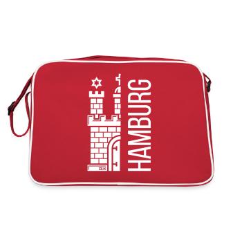 Hamburg – Wappen (Gestürzt) - Retro Tasche - Rot/Weiß - Hinten