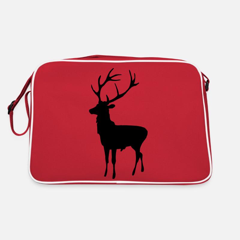 Hirsche - Retro Tasche - Rot/Weiß