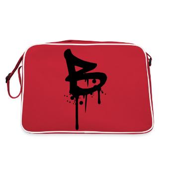 B Graffiti Tropfen Farbklex Blut Spray - Retro Tasche - Rot/Weiß - Hinten