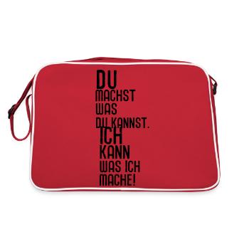 Du machst was du kannst. Ich kann was ich mache! - Retro Tasche - Rot/Weiß - Hinten