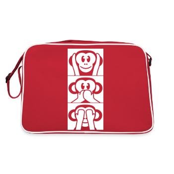 3 singes sages n’entendent rien dire voir s’amuser avec les singes - Sac Retro - rouge/blanc - Dos