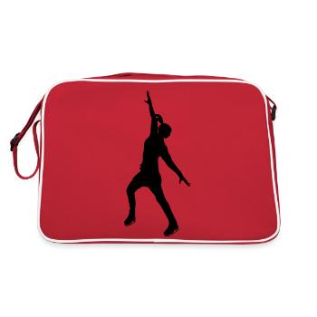 Eiskunst in schwarzer Stille - Retro Tasche - Rot/Weiß - Hinten
