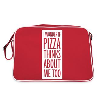 pizza thinks about me - Retro Tasche - Rot/Weiß - Hinten