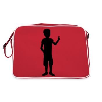 Silhouette little boy Peace - Retro Bag - red/white - Back