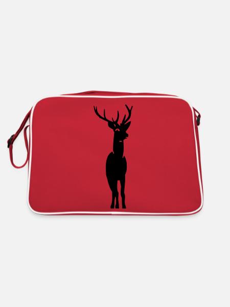 Hirsch / deer (B, 1c) - Retro Bag - red/white - Back