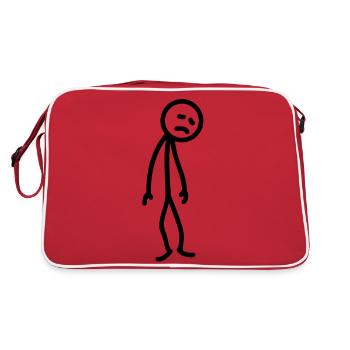 Sad unfortunate stick figure depressed - Retro Bag - red/white - Back