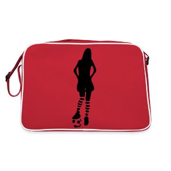 Mädchen spielen Fußball - Retro Tasche - Rot/Weiß - Hinten