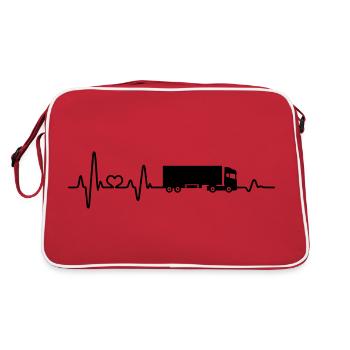 Truck Trucker Heartbeat EKG Professional Driver - Retro Bag - red/white - Back
