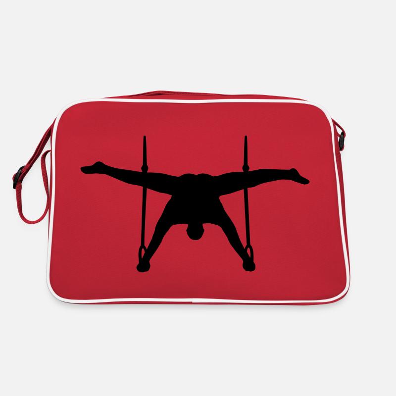 Turnen an den Ringen, dynamisch und schwarz Retro Tasche