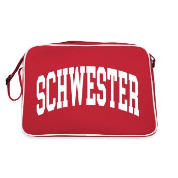 Schwester - Retro Tasche - Rot/Weiß - Hinten