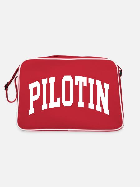 Pilotin - Retro Tasche - Rot/Weiß - Hinten