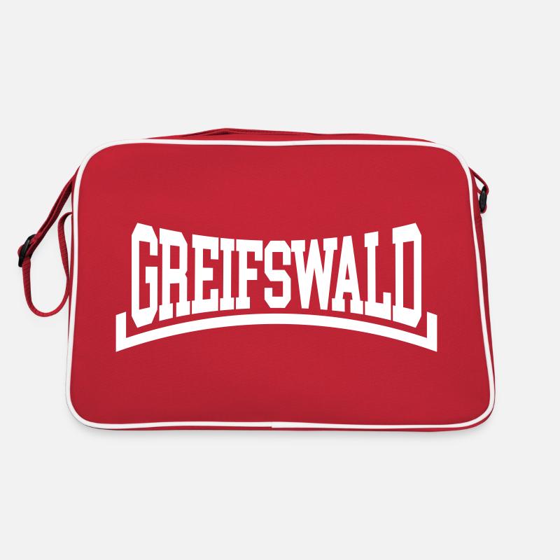 Greifswald - Retro Tasche - Rot/Weiß