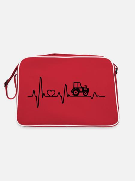 Heartbeat tractor tractor farmer farmer gift - Retro Bag - red/white - Back