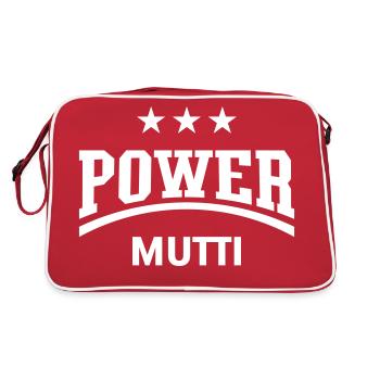 Power Mutti (Mama, Mami, Mutter, Muttertag, White) - Retro Tasche - Rot/Weiß - Hinten