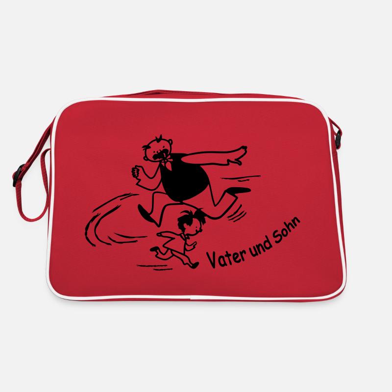 Vater und Sohn - Retro Tasche - Rot/Weiß