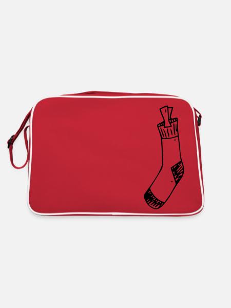 Vieille chaussette Chaussettes de lessive Femme au foyer - Sac Retro - rouge/blanc - Dos
