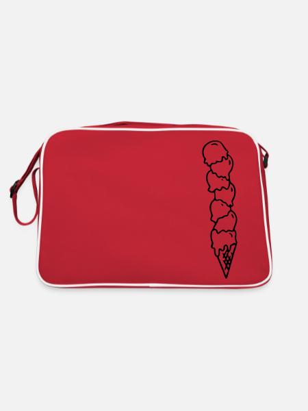 Eis Eiscreme Waffeleis Gelateria Eisdiele Gelato - Retro Tasche - Rot/Weiß - Hinten