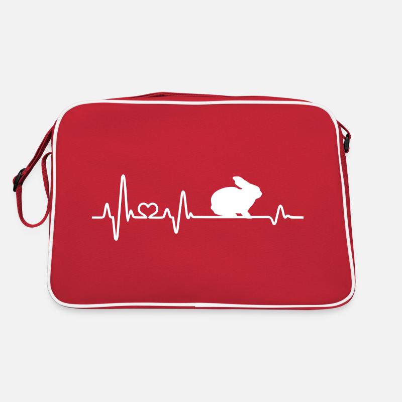 Hase Herzschlag Hasenzüchter Geschenkidee - Retro Tasche - Rot/Weiß