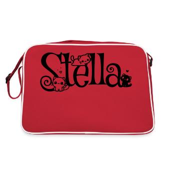 Stella Name First Name Kitten Name - Retro Bag - red/white - Back