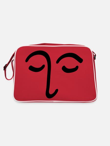 Face Drawing Head Eye Gift - Retro Bag - red/white - Back