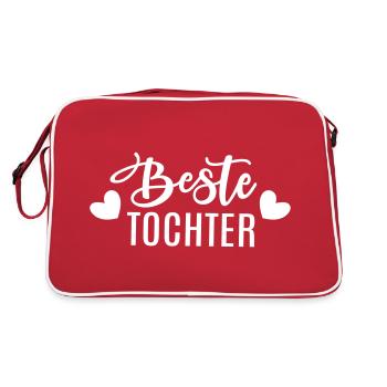 Beste Tochter Töchter Herz - Retro Tasche - Rot/Weiß - Hinten