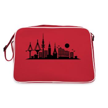hamburg skyline - Retro Tasche - Rot/Weiß - Hinten