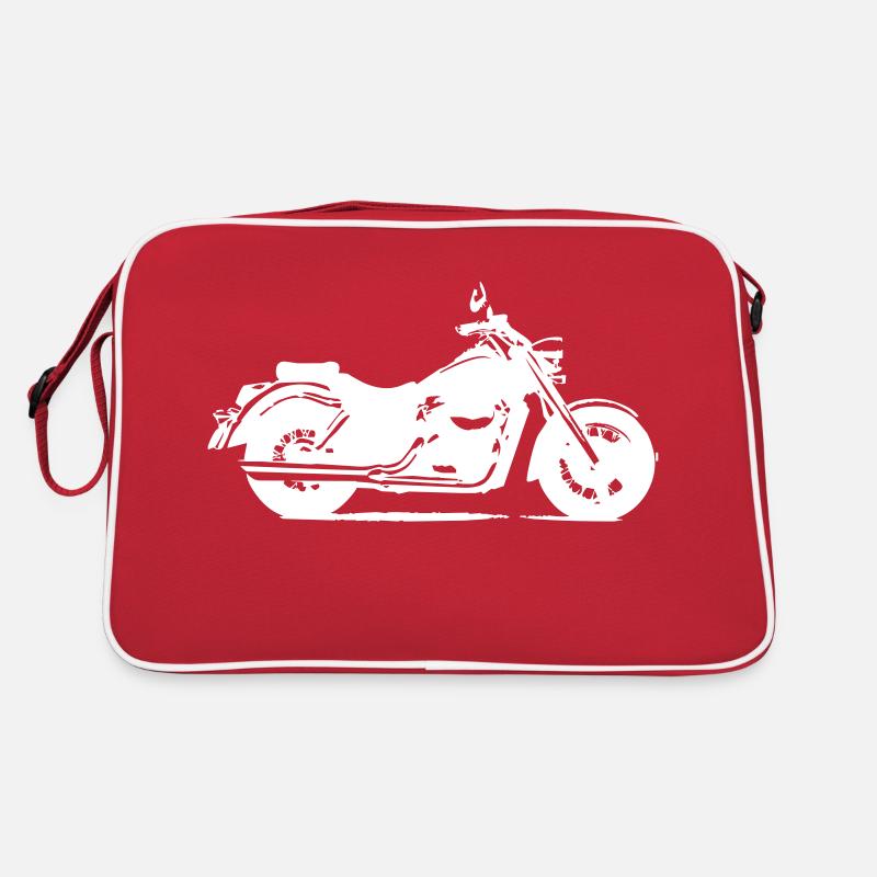 Motorrad - Retro Tasche - Rot/Weiß