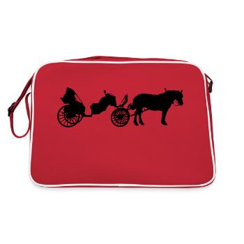 Kutsche mit Pferd - Retro Tasche - Rot/Weiß - Hinten