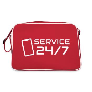 24/7 Service Logo Symbol Telefon - Retro Tasche - Rot/Weiß - Hinten