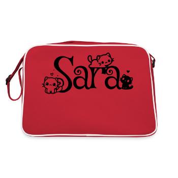 Sara Nom Prénom Nom du chaton - Sac Retro - rouge/blanc - Dos