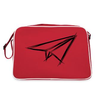 Paper plane, hand drawn - Retro Bag - red/white - Back